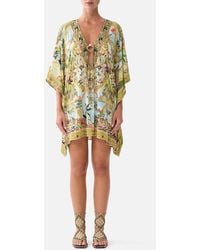CAMILLA - Short V Neck Kaftan W Ring Front Trim Wanderlust Empire - Lyst