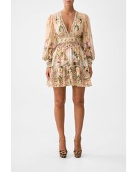 CAMILLA - Button Front Frill Dress Watercolour Wonderland - Lyst