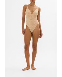 CAMILLA - Mesh Tri Bodysuit Solid Nude - Lyst