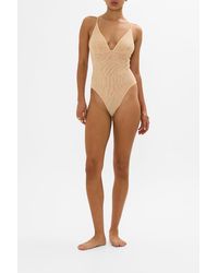 CAMILLA - Mesh Tri Bodysuit Solid Nude - Lyst