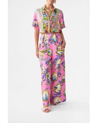 CAMILLA - Wide Leg Trouser With Front Pockets Salty Splendour - Lyst