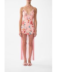 CAMILLA - V Neck Bias Slip Dress With Fringing Majestic Milla - Lyst