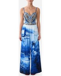 CAMILLA - Wide Leg Trouser With Front Pockets Sweet Sacré Bleu - Lyst