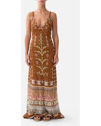 CAMILLA - V-Neck Full Length Bias Slip Dress Fabric Of Time - Lyst
