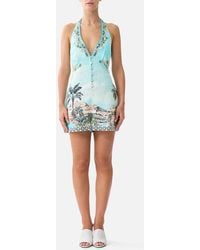 CAMILLA - Button Front Halter Playsuit Balearic Bebé - Lyst
