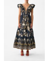 CAMILLA - Tiered Dress With Neck Frill Flamenco Folklore - Lyst