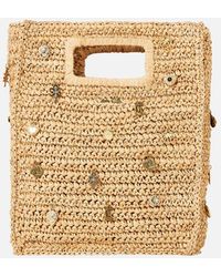 CAMILLA - Raffia Mini North South Tote With Charms Natural - Lyst