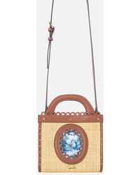 CAMILLA - Raffia Mini Tote With Leather Trims The Porcelain Parlour - Lyst