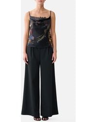 CAMILLA - Cowl Neck Cami With Lace Night Garden - Lyst