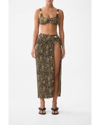 CAMILLA - Crinkle Stretch Long Sarong With Trim And Leg Split Feline Folklore - Lyst