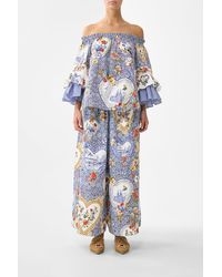 CAMILLA - Off Shoulder Top With Frill Sleeve The Pottery Parlour - Lyst