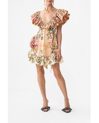 CAMILLA - Short Frill Neck Dress With Hardware Welcome To The Lotus - Lyst
