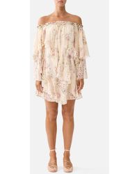 CAMILLA - Off Shoulder Assymetric Ruffle Dress Adorned - Lyst