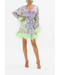 CAMILLA - Short Wrap With Feathers Amsterdam Jewel - Lyst