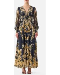 CAMILLA - Shaped Waist V-Neck Maxi Dress Versailles Or Die - Lyst