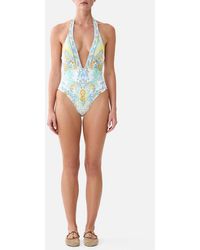 CAMILLA - Plunge Halter One Piece W Bar Front Trim Dial Up The Tiles - Lyst