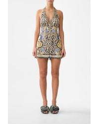 CAMILLA - Button Front Halter Playsuit - Lyst