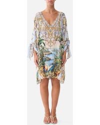 CAMILLA - Tie Sleeve Short V Neck Kaftan Sisi Society - Lyst