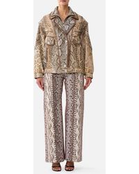 CAMILLA - Double Collared Oversized Leather Jacket Animalia Heirlooms - Lyst