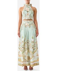 CAMILLA - Corset Waist Wide Leg Pant Wildflower Wunderland - Lyst