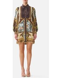 CAMILLA - Collared Shirt Dress With Pintucks Animals - Lyst