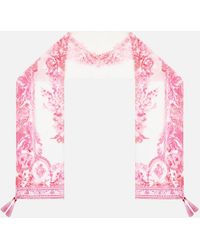 CAMILLA - Long Silk Crinkle Chiffon Scarf Livin La Vida Rosa - Lyst