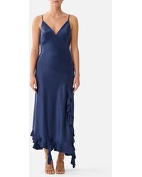 CAMILLA - Bias Slip Dress With Frill Hem Silk Essentials - Lyst