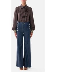 CAMILLA - Collared Shirt With Frill Neck Detail Animals - Lyst
