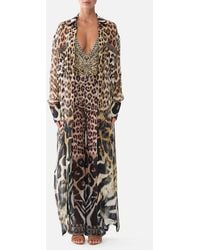 CAMILLA - Button Front Long Dress Leotigra Land - Lyst