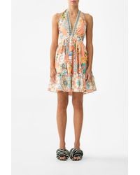 CAMILLA - Ruffle Hem Halter Short Dress Meet Me - Lyst