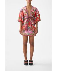 CAMILLA - Tie Front Puff Sleeve Top Heirloom Empire - Lyst