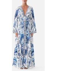 CAMILLA - Kimono Sleeve Dress With Shirring Detail The Porcelain Parlour - Lyst