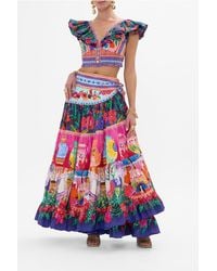 CAMILLA - Deep V Frill Short Sleeve Top Roeqiyas Realm - Lyst