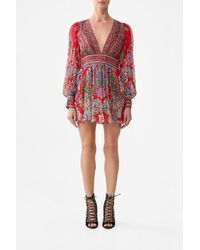 CAMILLA - Short Dress With Blouson Sleeve Artisans Of Anatolia - Lyst