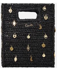 CAMILLA - Raffia Mini North South Tote With Charms Solid - Lyst