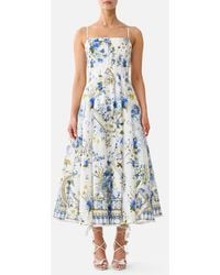 CAMILLA - Corset Dress With Long Flared Skirt Dandelion Skies - Lyst