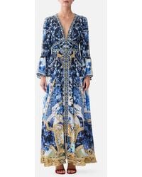 CAMILLA - Shaped Waistband Dress With Ruffle Sleeve Sweet Sacré Bleu - Lyst