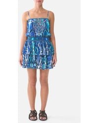 CAMILLA - Shirred Waist Mini Dress The Sapphire Serpent - Lyst