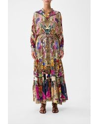 CAMILLA - Wide Waist Tie Tiered Maxi Shirtdress - Lyst