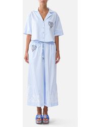 CAMILLA - Cropped Camp Collar Blouse Ottoman Opulence - Lyst