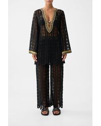 CAMILLA - Lace Deep V Neck Hardware Short Dress Song Of The Solstice - Lyst