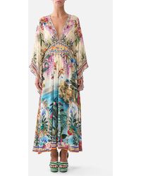 CAMILLA - Waisted Dress With Kimono Sleeve Bodrum Botanicals - Lyst
