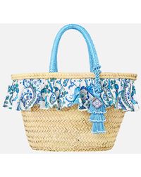 CAMILLA - Raffia Tote With Frill Edge Isnik Lullaby - Lyst