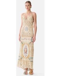 CAMILLA - V Neck Bias Slip Dress With Back Frill A Beloved Boudoir - Lyst