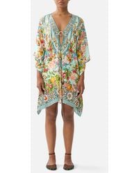 CAMILLA - Short V Neck Kaftan W Ring Front Trim Magic Of The Mercado - Lyst