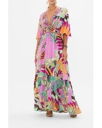 CAMILLA - Waisted Dress With Hem Ruffle Giza Goddess - Lyst