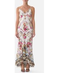 CAMILLA - V Neck Slip Dress With Flounce Hem Torero Libertine - Lyst