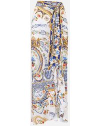 CAMILLA - Long Sarong With Tie Waist And Frill Edge The Pottery Parlour - Lyst