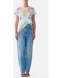 CAMILLA - Slim Fit Round Neck T-Shirt Bazaar Blooms - Lyst