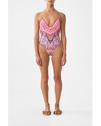 CAMILLA - Embroidered Tri One Piece W Tie Back Patchwork Panorama - Lyst